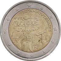 سکه 2 یورو 2011 جمهوری پنجم - روز موسیقی - AU58 - فرانسه