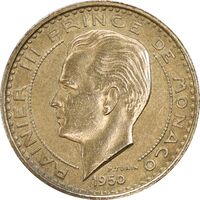 سکه 10 فرانک 1950 رینیه سوم - AU58 - موناکو