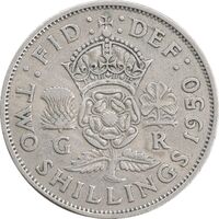 سکه 2 شیلینگ 1950 جرج ششم - EF45 - انگلستان