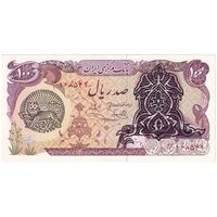 اسکناس 100 ریال سورشارژی (یگانه - خوش کیش) مهر شیر و خورشید - تک - AU58 - جمهوری اسلامی