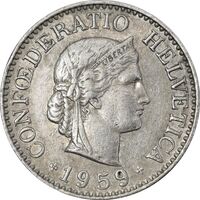 سکه 10 راپن 1959 دولت فدرال - AU50 - سوئیس