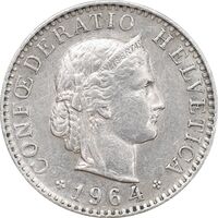 سکه 20 راپن 1964 دولت فدرال - AU50 - سوئیس