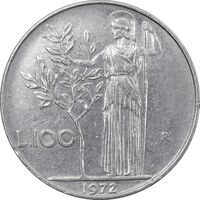 سکه 100 لیره 1972 جمهوری - EF45 - ایتالیا