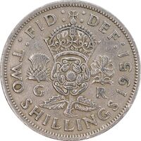 سکه 2 شیلینگ 1951 جرج ششم - EF40 - انگلستان