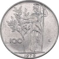 سکه 100 لیره 1976 جمهوری - EF45 - ایتالیا