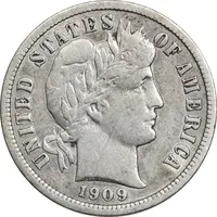 سکه 1 دایم 1909 باربر - EF45 - آمریکا