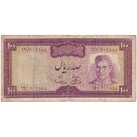 اسکناس 100 ریال (آموزگار - سمیعی) نوشته سیاه - تک - VF20 - محمد رضا شاه