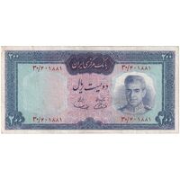 اسکناس 200 ریال (آموزگار - سمیعی) نوشته قرمز - تک - VF30 - محمد رضا شاه