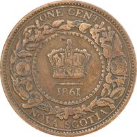 سکه 1 سنت 1861 ویکتوریا - VF35 - کانادا (نُوا اِسکوشیا)