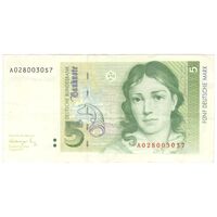 اسکناس 5 مارک 1991 جمهوری فدرال - تک - EF40 - آلمان