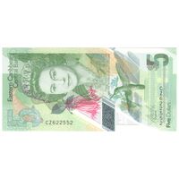 اسکناس 5 دلار بدون تاریخ (2021) الیزابت دوم - تک - UNC64 - حوزه کارائیب شرقی