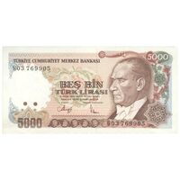 اسکناس 5000 لیره بدون تاریخ (1990) جمهوری - نیروگاه حرارتی - تک - UNC62 - ترکیه