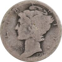 سکه 1 دایم نقره 1917 جمهوری فدرال - مرکوری - VF20 - آمریکا