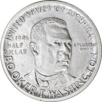 سکه یادبود نیم دلار 1946 بوکر تی. واشینگتن - AU - cleaned - آمریکا