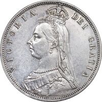 سکه 1/2 کرون 1887 ویکتوریا - MS61 - انگلستان