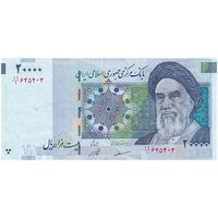 اسکناس 20000 ریال (مظاهری - شیبانی) - کسر یکسان - تک - AU53 - جمهوری اسلامی