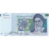 اسکناس 20000 ریال (حسینی - شیبانی) تصویر بزرگ - امضا بزرگ - کسر یکسان - تک - AU53 - جمهوری اسلامی