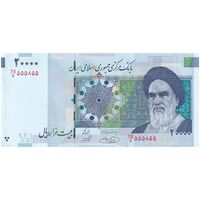اسکناس 20000 ریال (حسینی - شیبانی) تصویر کوچک - تک - شماره مزاحم - AU58 - جمهوری اسلامی