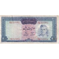اسکناس 200 ریال (آموزگار - فرمان فرماییان) نوشته قرمز - تک - VF35 - محمد رضا شاه