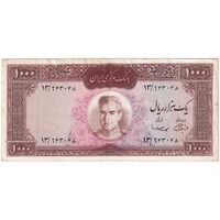 اسکناس 1000 ریال (آموزگار - سمیعی) نوشته قرمز - تک - EF40 - محمد رضا شاه