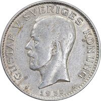 سکه 1 کرون 1935 گوستاو پنجم - AU53 - سوئد