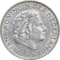 سکه 1 گلدن 1955 یولیانا - AU - cleaned - هلند