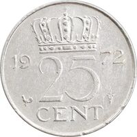 سکه 25 سنت 1972 یولیانا - AU50 - هلند