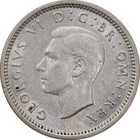 سکه 3 پنس 1939 جرج ششم - MS60 - انگلستان