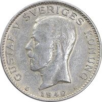 سکه 1 کرون 1940 گوستاو پنجم - AU53 - سوئد