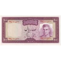 اسکناس 100 ریال (آموزگار - جهانشاهی) - تک - UNC63 - محمد رضا شاه