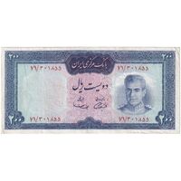 اسکناس 200 ریال (آموزگار - سمیعی) نوشته قرمز - تک - VF35 - محمد رضا شاه