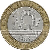 سکه 10 فرانک 1988 جمهوری کنونی - EF45 - فرانسه