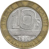 سکه 10 فرانک 1990 جمهوری کنونی - AU58 - فرانسه