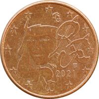 سکه 1 یورو سنت 2021 جمهوری پنجم - AU58 - فرانسه
