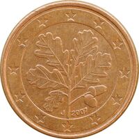 سکه 1 یورو سنت 2007J جمهوری فدرال - AU58 - آلمان