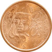 سکه 1 یورو سنت 2014 جمهوری پنجم - MS63 - فرانسه