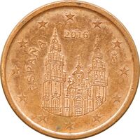 سکه 1 یورو سنت 2016 فلیپه ششم - AU55 - اسپانیا