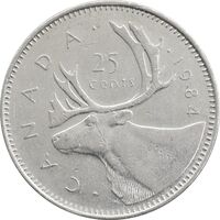 سکه 25 سنت 1984 الیزابت دوم - EF45 - کانادا