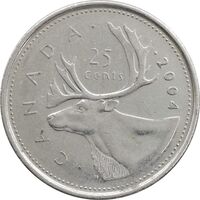 سکه 25 سنت 2004 الیزابت دوم - EF45 - کانادا