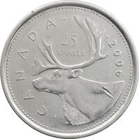 سکه 25 سنت 2006 الیزابت دوم - AU55 - با لوگوی RCM - کانادا