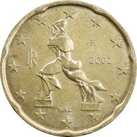 سکه 20 یورو سنت 2002 جمهوری - AU58 - ایتالیا