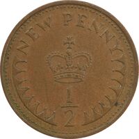 سکه 1/2 پنی 1971 الیزابت دوم - EF45 - انگلستان