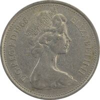 سکه 5 پنس 1968 الیزابت دوم - VF35 - انگلستان