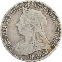 سکه 6 پنس 1897 ویکتوریا - VF20 - انگلستان