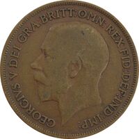 سکه 1 پنی 1916 جرج پنجم - VF20 - انگلستان
