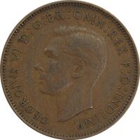 سکه 1 فارتینگ 1939 جرج ششم - EF40 - انگلستان