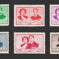 تمبر عروسی محمدرضا شاه و ثریا اسفندیاری 1329 - محمدرضا شاه