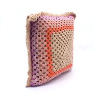 کوسن روکش قلاب بافی طرح مشبک ساده