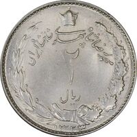 سکه 2 ریال 1323/2 (سورشارژ تاریخ) نوع یک - AU58 - محمد رضا شاه