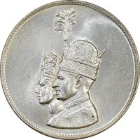 مدال نقره یادبود تاجگذاری 1346 - MS62 - محمد رضا شاه